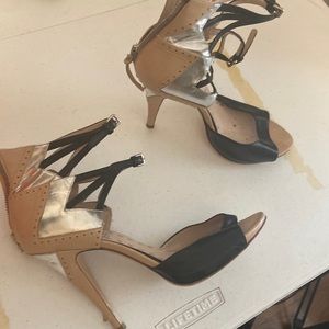Miu Miu Three Strapped Heels with Back Zipper.